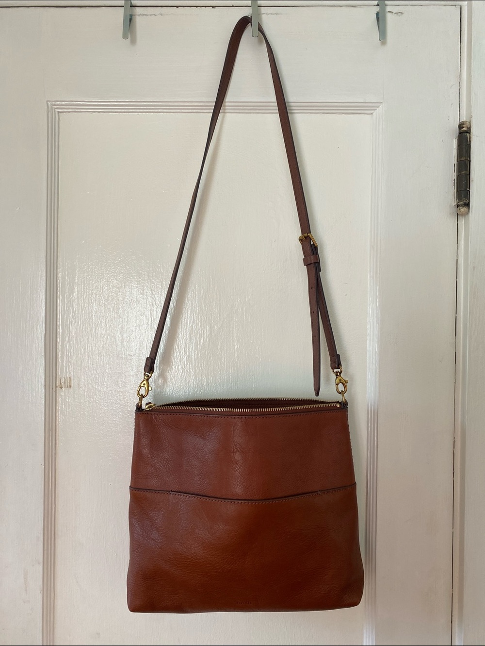 Fossil Chestnut Brown Leather Crossbody Bag